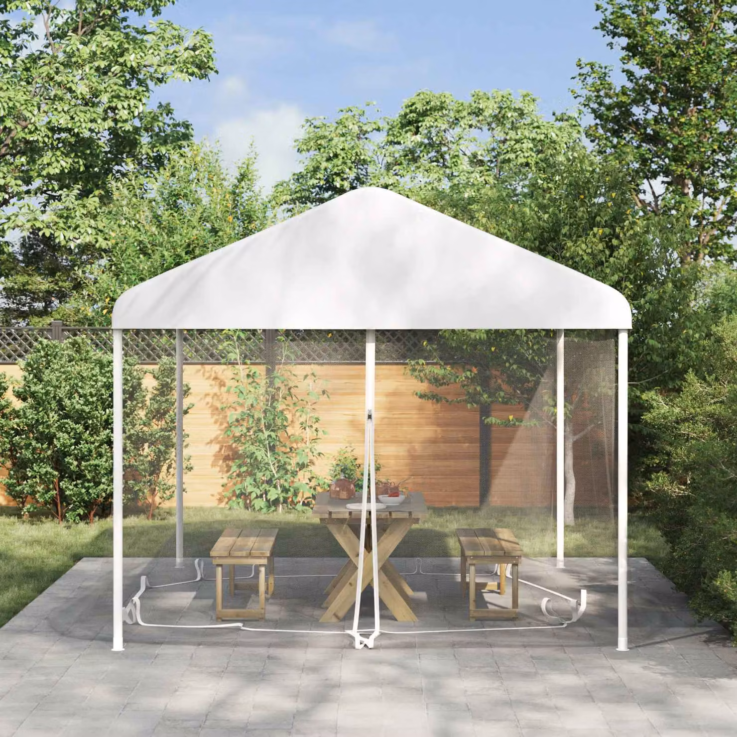 Zanzariera per gazebo vidaXL in poliestere Bianco 3,6 x 3,6 x 2 cm
