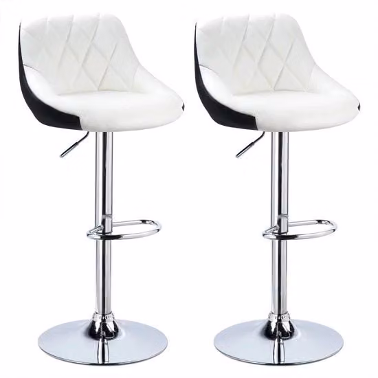 Barstoli ergonomici con schienale - Set da 2 - Cucina - Barstoli con seduta regolabile in altezza - Altezza massima 82cm - Altezza minima 60cm