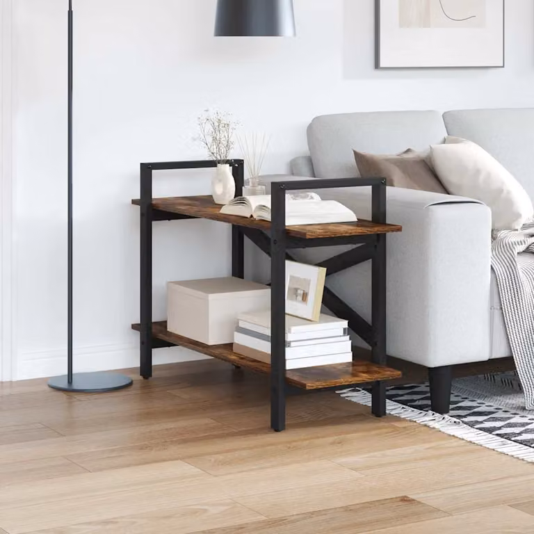 Libreria industrial vidaXL in legno ingegnerizzato e metallo, colore rovere fumo, L 100 x P 33,5 x H 64 cm