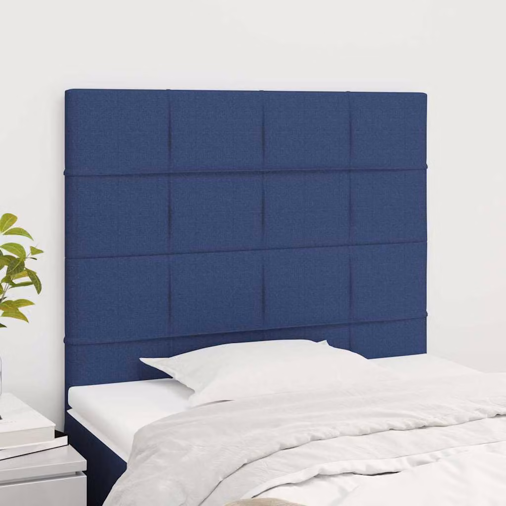 Testiera per letto imbottita vidaXL in tessuto blu con struttura in legno L: 100 cm, P: 5 cm, H: 118-128 cm