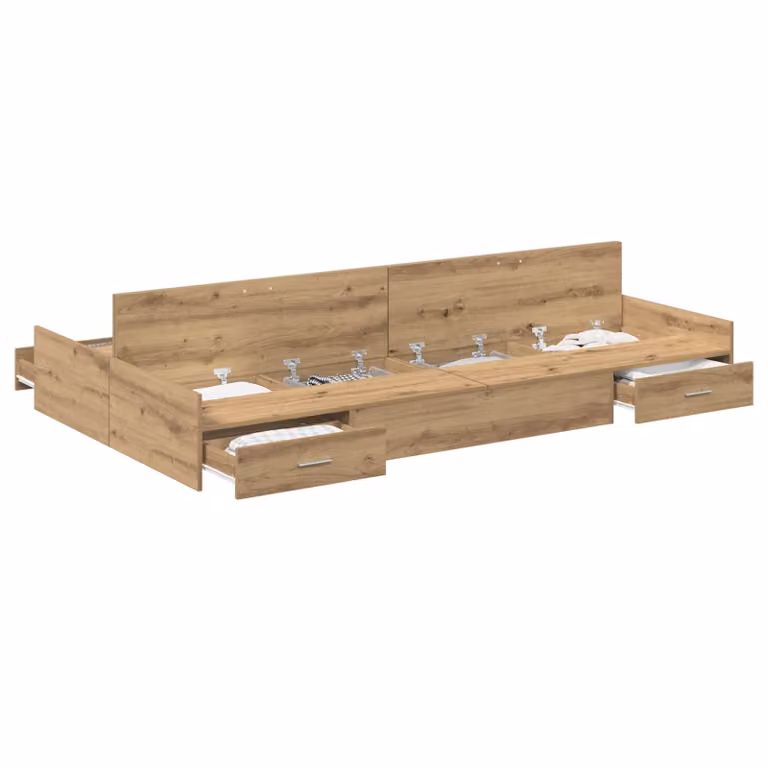 vidaXL Struttura letto con contenitore in legno e MDF, colore marrone, L 120 cm x P 200 cm x H 203 cm