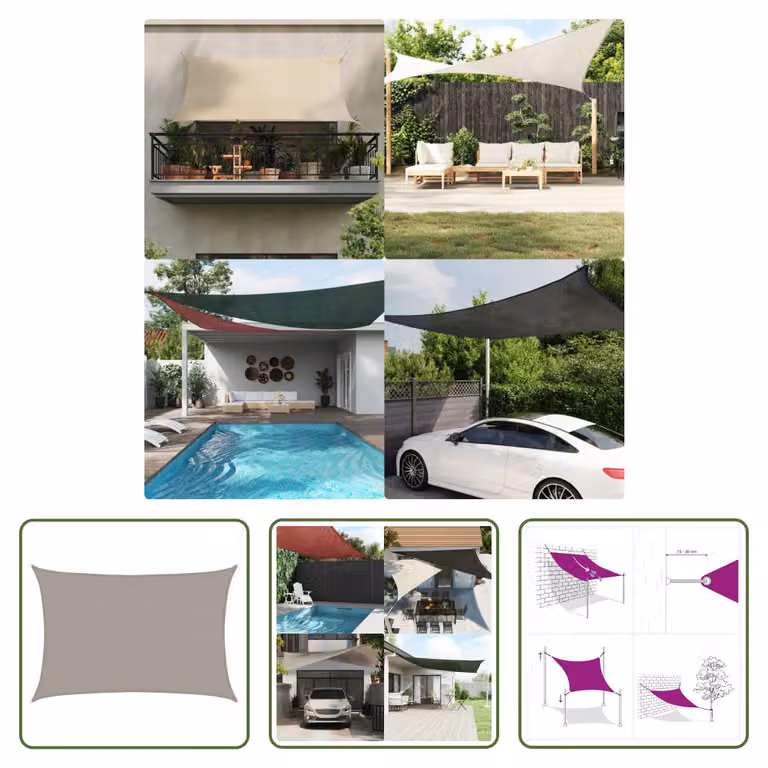 The Living Store Tenda da sole 160 g/m² rettangolare Grigio chiaro 4x5 m HDPE