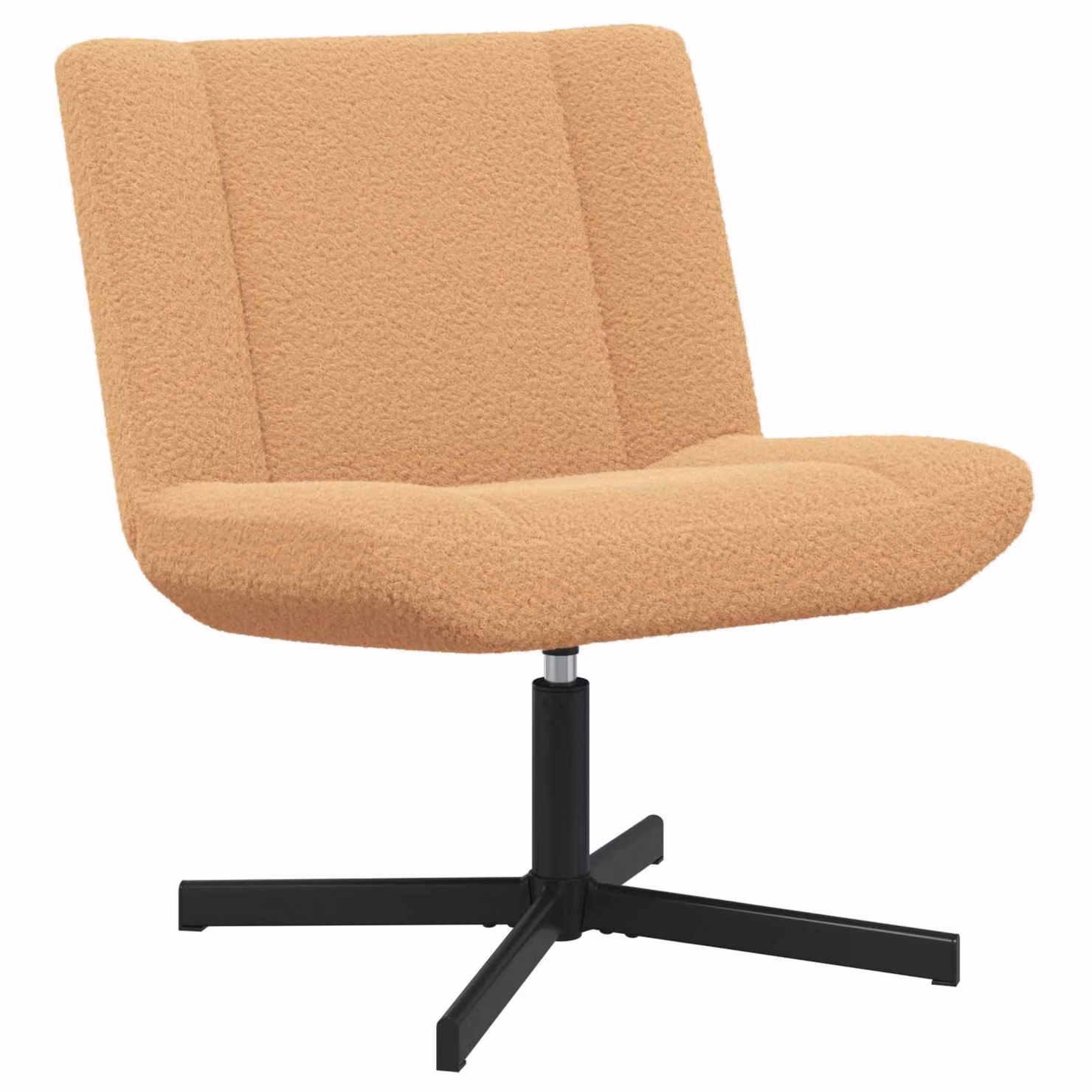 Sedia girevole moderna vidaXL in tessuto beige con struttura in metallo L: 63 cm, P: 75 cm, H: 76 cm