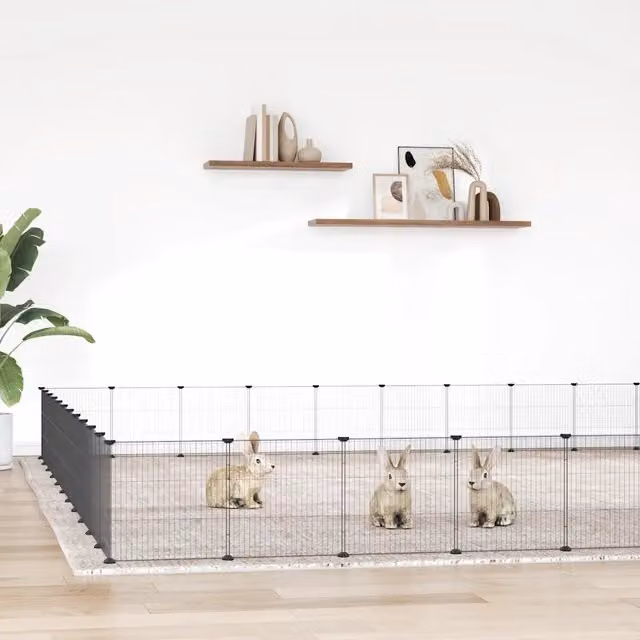 Gabbia per Animali 44 Pannelli con Porta Nera 385x385x35 cm 3114028