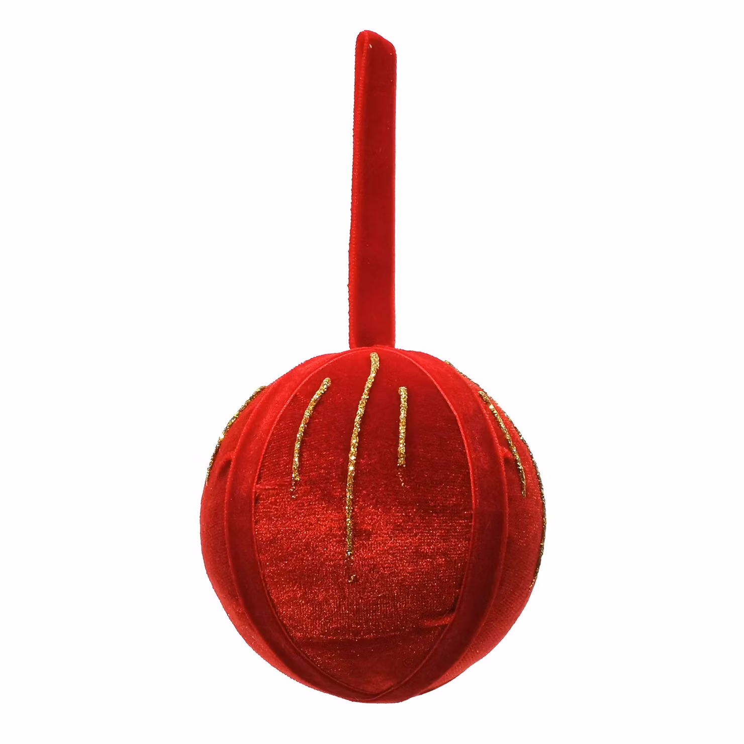 VESTIAMO CASA Set di 6 Palline di Natale Decorative Rosse e Oro in Velluto, Diametro: 8 cm – 3