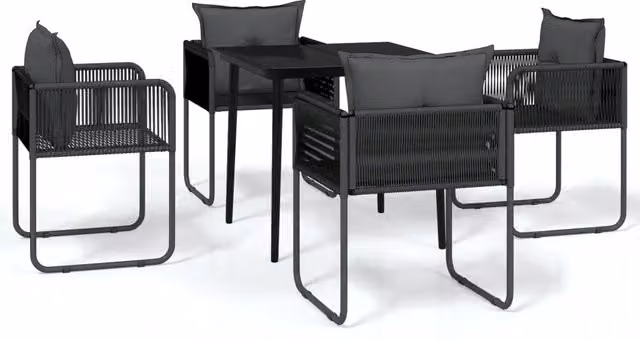 Set da Pranzo da Giardino 5 pz | Set Salotto da Giardino Nero