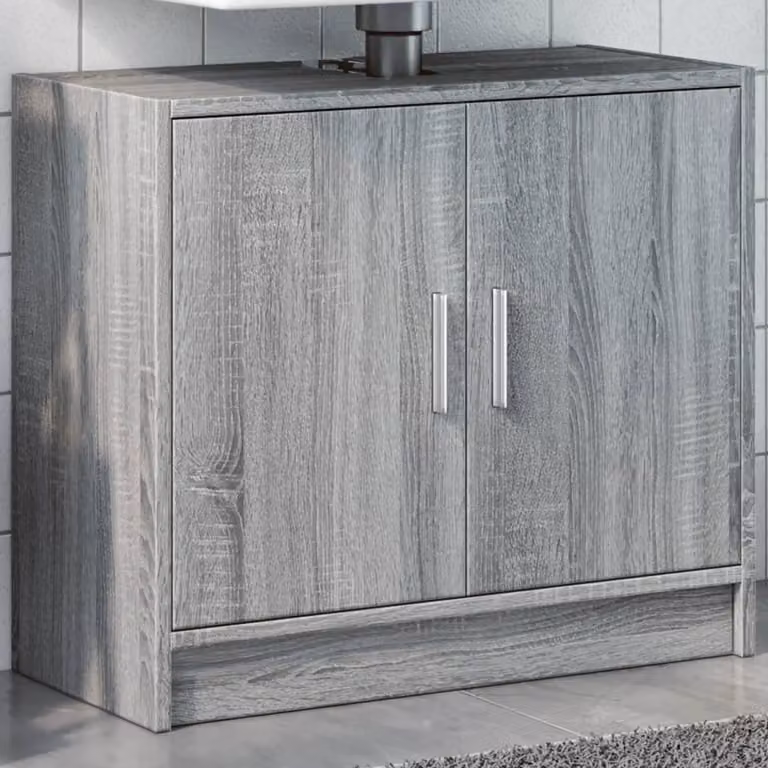 Mobile Lavabo vidaXL Grigio Sonoma in Legno Multistrato e MDF, L: 63 cm, P: 29 cm, H: 55 cm