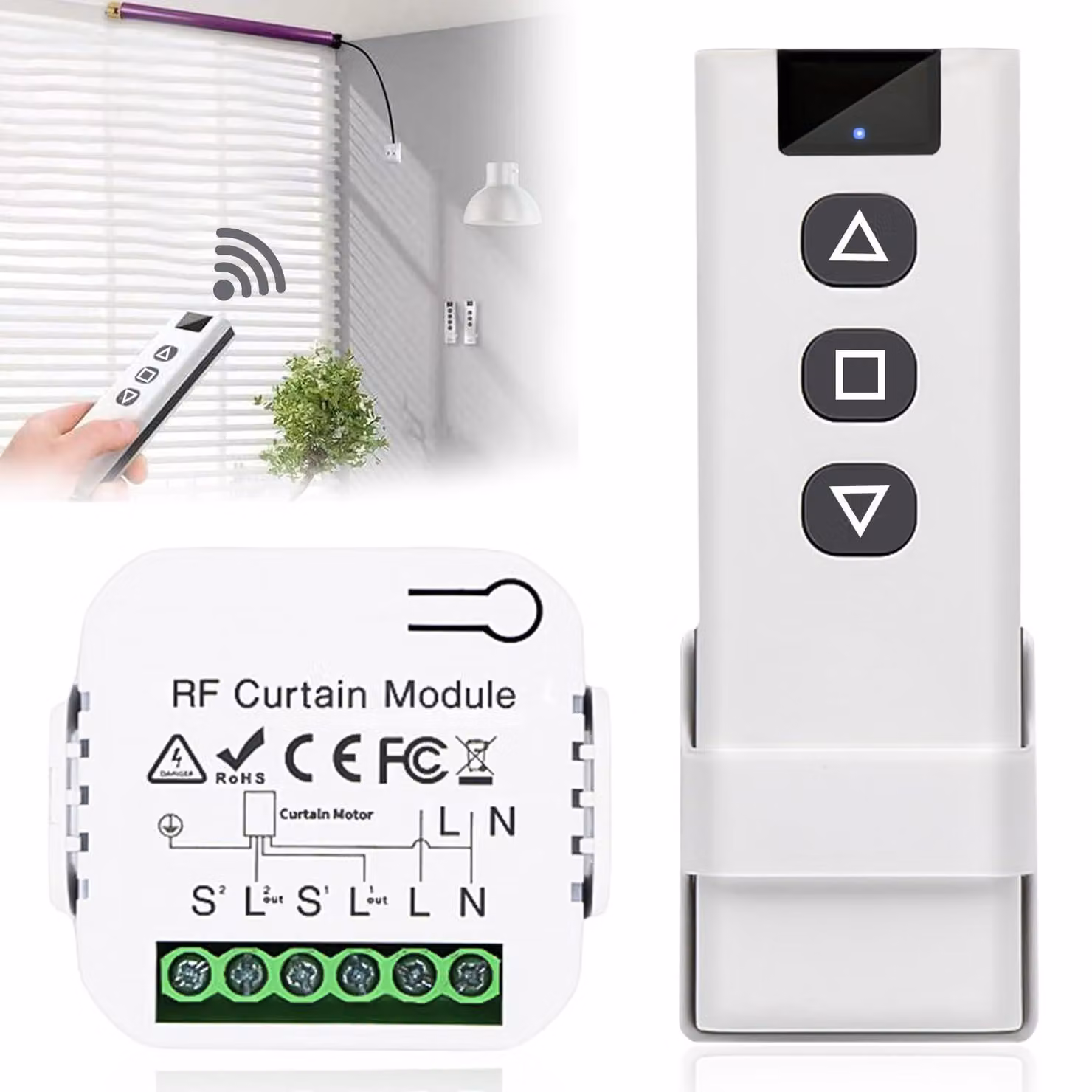 Kit di retrofit per il controllo wireless di avvolgibili: portata fino a 100 metri, interruttore per avvolgibili, persiane e tende da sole