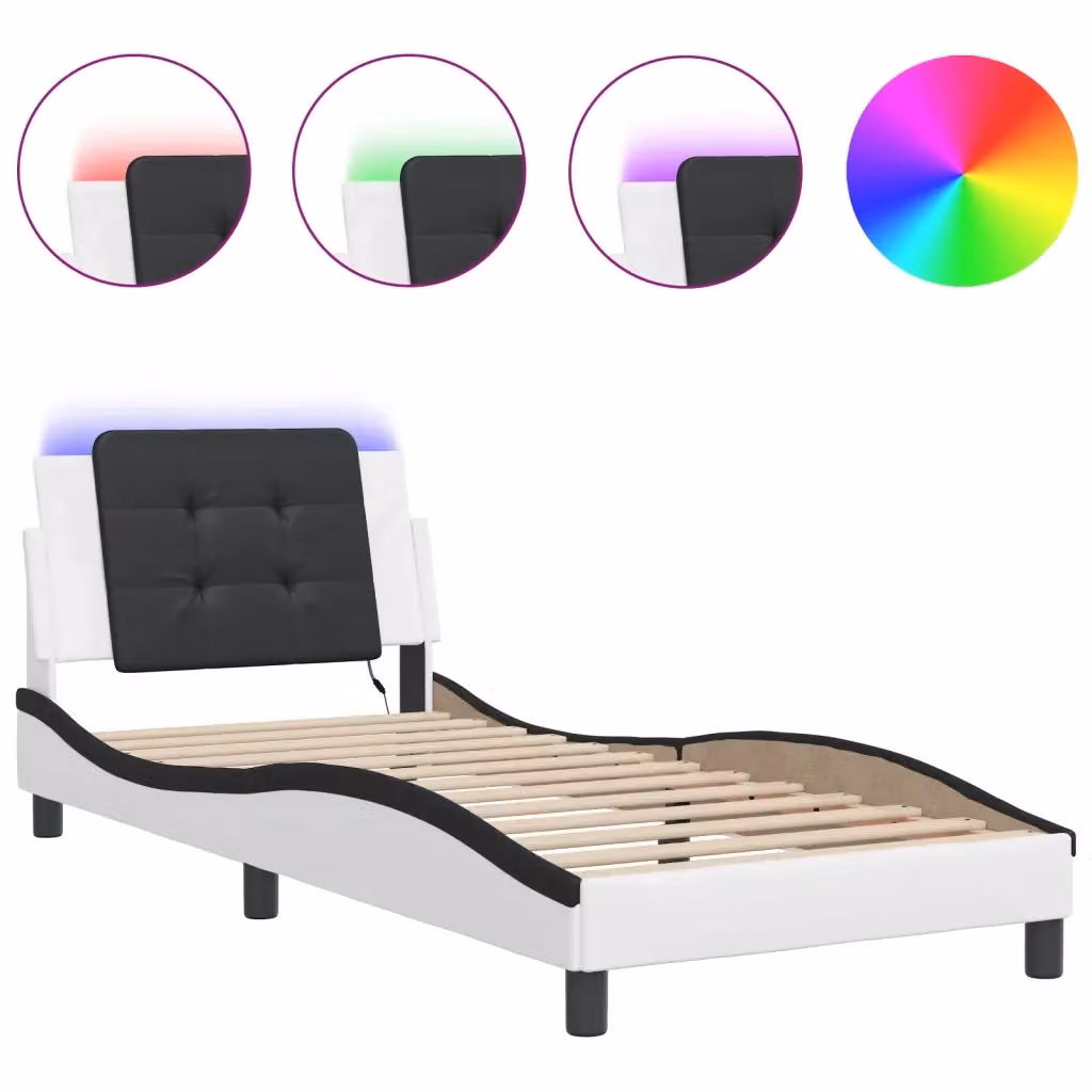 vidaXL Giroletto Zadar Bianco e Nero con LED e porta USB, L/P/H: 90 x 190 cm – 2