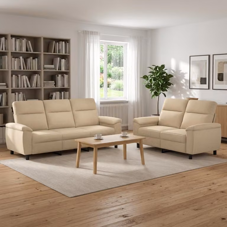 Set di 2 divani moderni vidaXL in tessuto beige con struttura in metallo per il tuo soggiorno