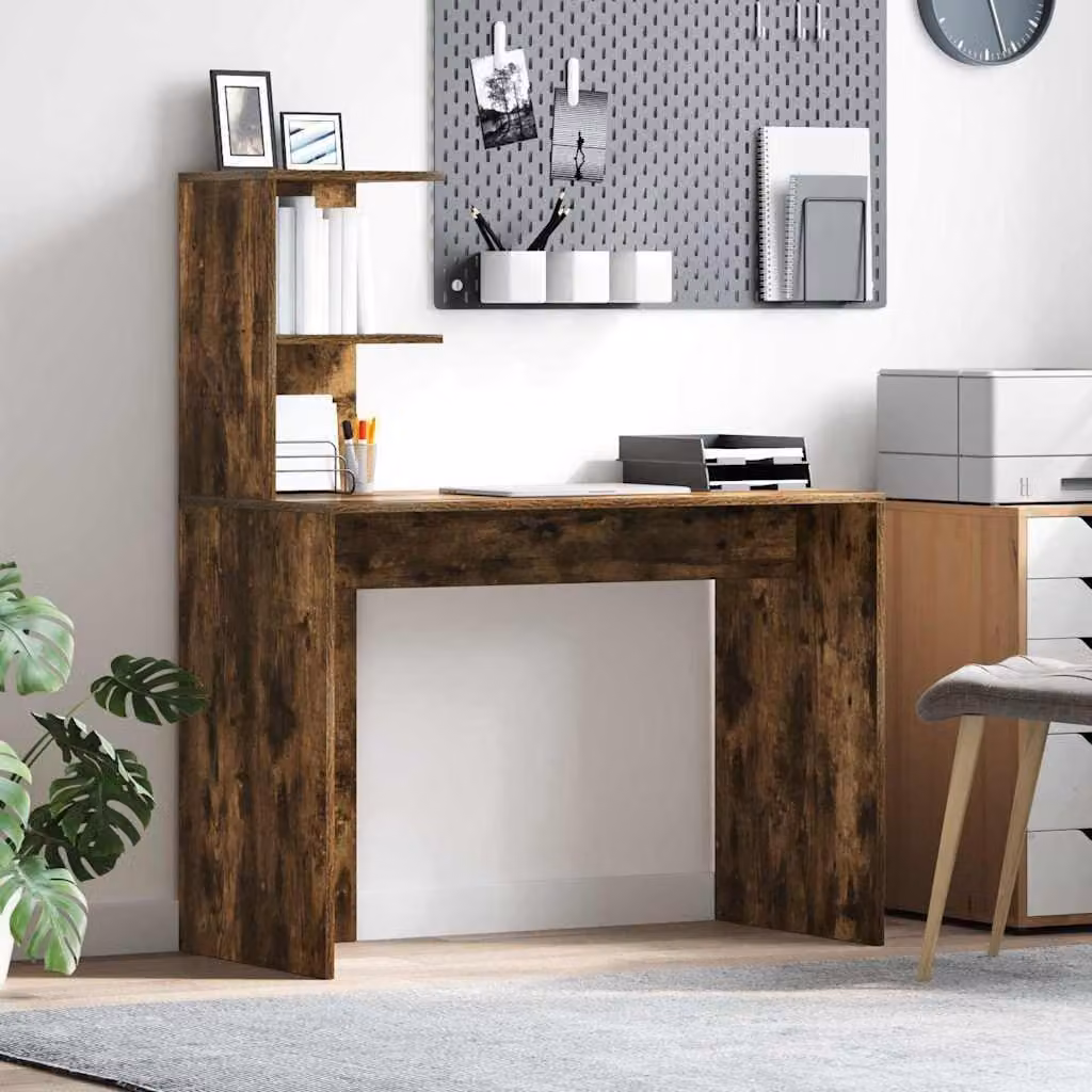Maison Exclusive - Scrivania in legno impiallacciato noce, dimensioni 102 x 50 x 124 cm