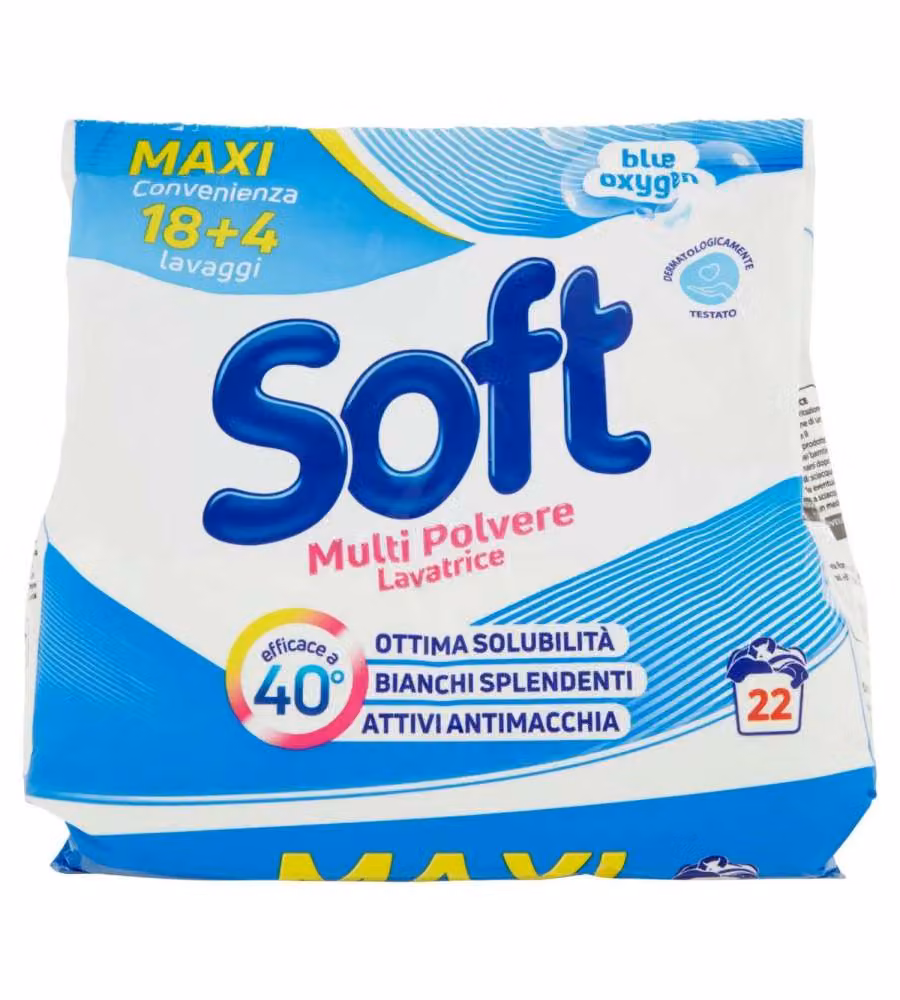 Soft Detersivo Lavatrice Blue Oxygen Polvere 1,32 kg Freschezza Classica