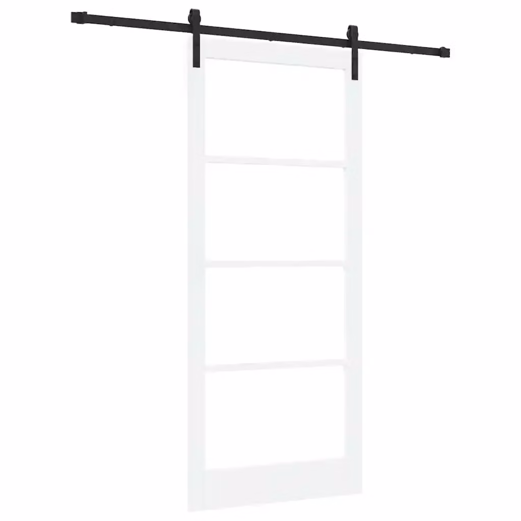Porta scorrevole moderna vidaXL in legno e vetro Bianco e Nero L: 93 cm, H: 211 cm – 2