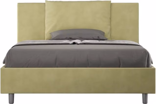 Letto imbottito Matrimoniale francese 140x210 cm Antea - Senza rete,Microfibra,Tè verde