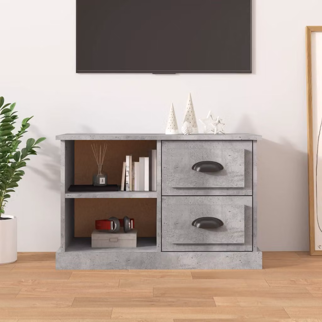 Mobile Porta TV vidaXL in Legno e MDF Grigio Cemento, Design Moderno, L 73 cm x P 35,5 cm x H 47,5 cm