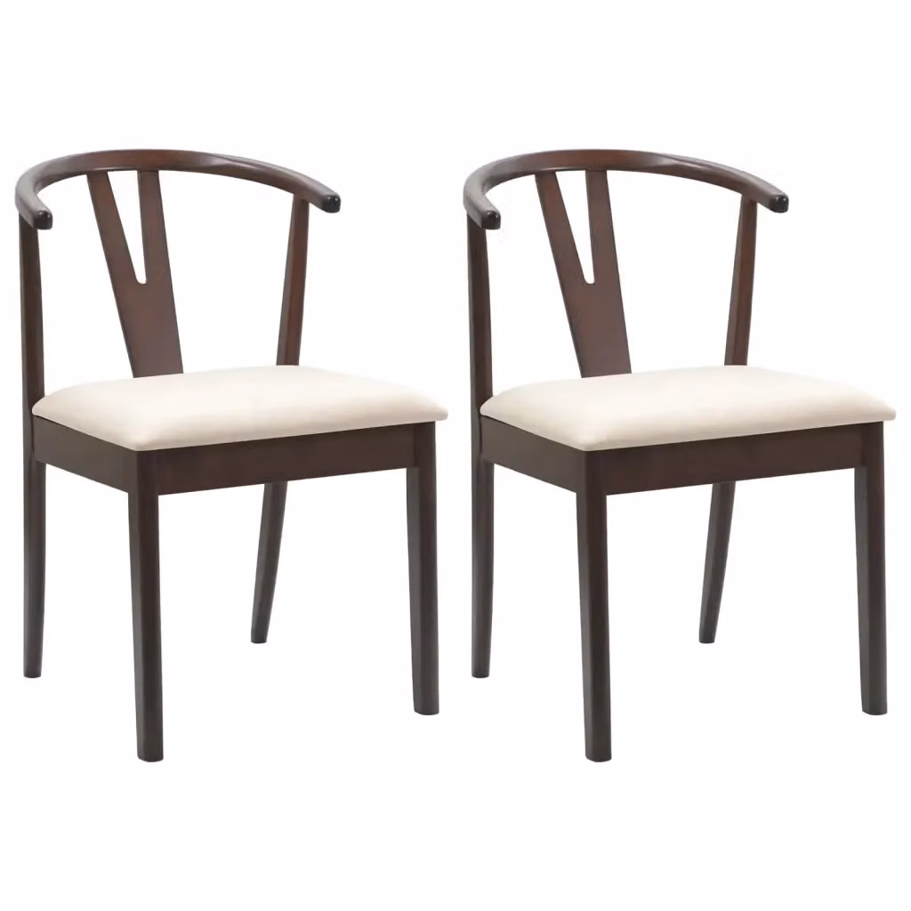 Set di 2 sedie da pranzo vidaXL in legno di gomma marrone con braccioli L/P/H: 50,5 x 61 x 80,5 cm – 2