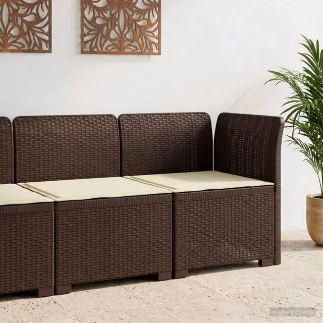 Divano da esterno a 1 posto con cuscino in rattan effetto design moderno, colore marrone – 1