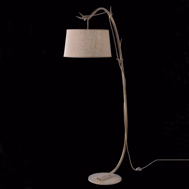 Mantra Iluminación Lampada da terra Sabina, Legno chiaro, Soggiorno / Sala da pranzo, Tessuto / Stoffa / Seta, Campagna / Rustiche, Lampada da terra
