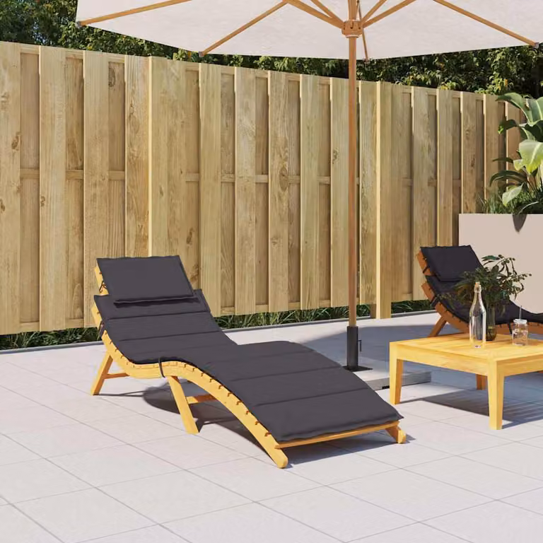 vidaXL Cuscino per Lettino Nero in Tessuto Oxford e Schiuma, L 186 cm x P 58 cm x H 4 cm