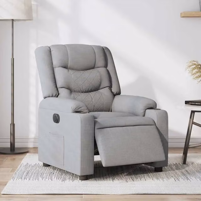 Poltrona Elettrica Reclinabile-Divano Sedia Grigio Chiaro in Tessuto 338164