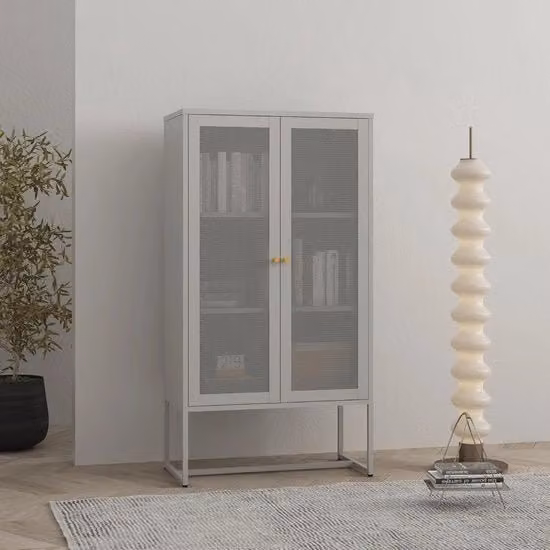Cassettiere archiviale con 2 Porte - Cassetto metallico da ufficio 150x80x40 cm - Soluzione multifunzionale di archiviazione in grigio