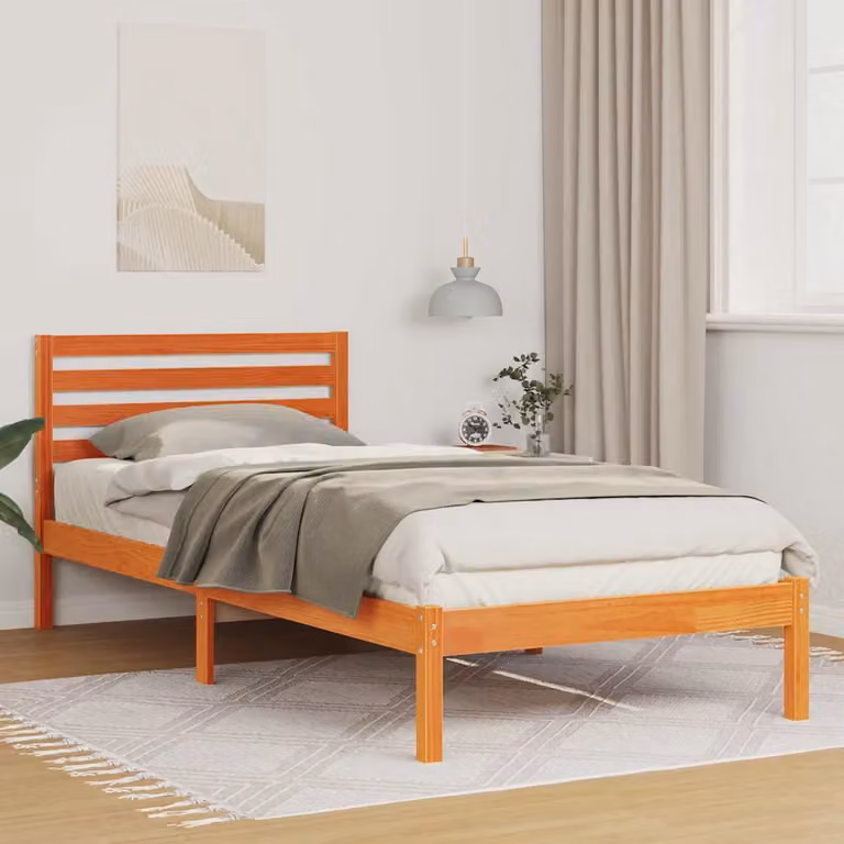 Struttura del letto vidaXL in pino massello marrone cerato L/P/H: 215.5 x 95.5 x 80.5 cm