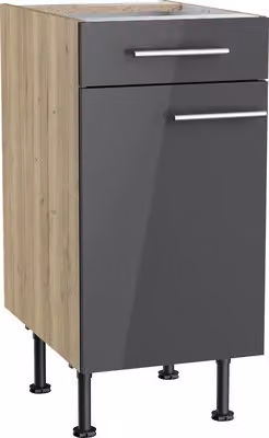 Mobile base Optifit con cassetto e anta a battente Jonte984 LxPxA 40 x 58,4 x 87 cm antracite lucido, smontato, battuta a destra