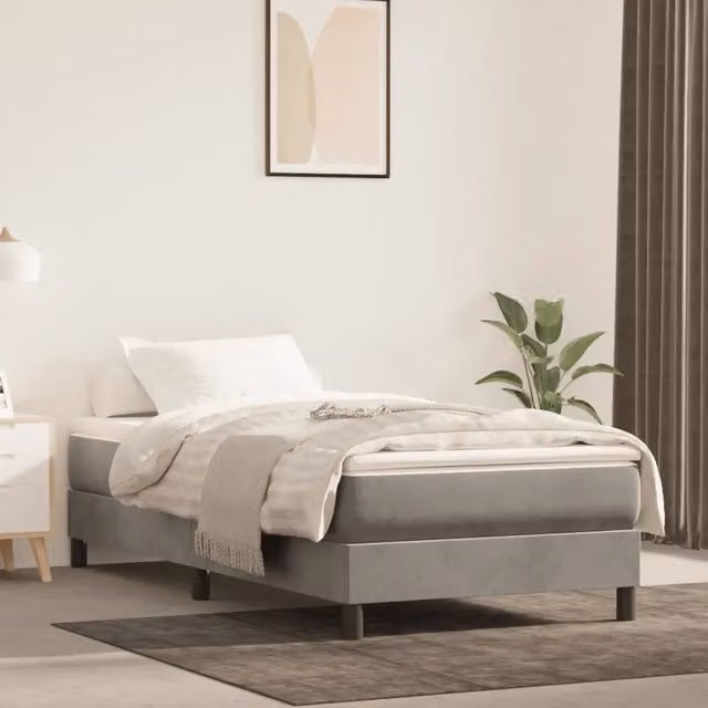 Giroletto a Molle con Materasso-Struttura Letto con Materasso Grigio Chiaro 100x200cm Velluto 769983