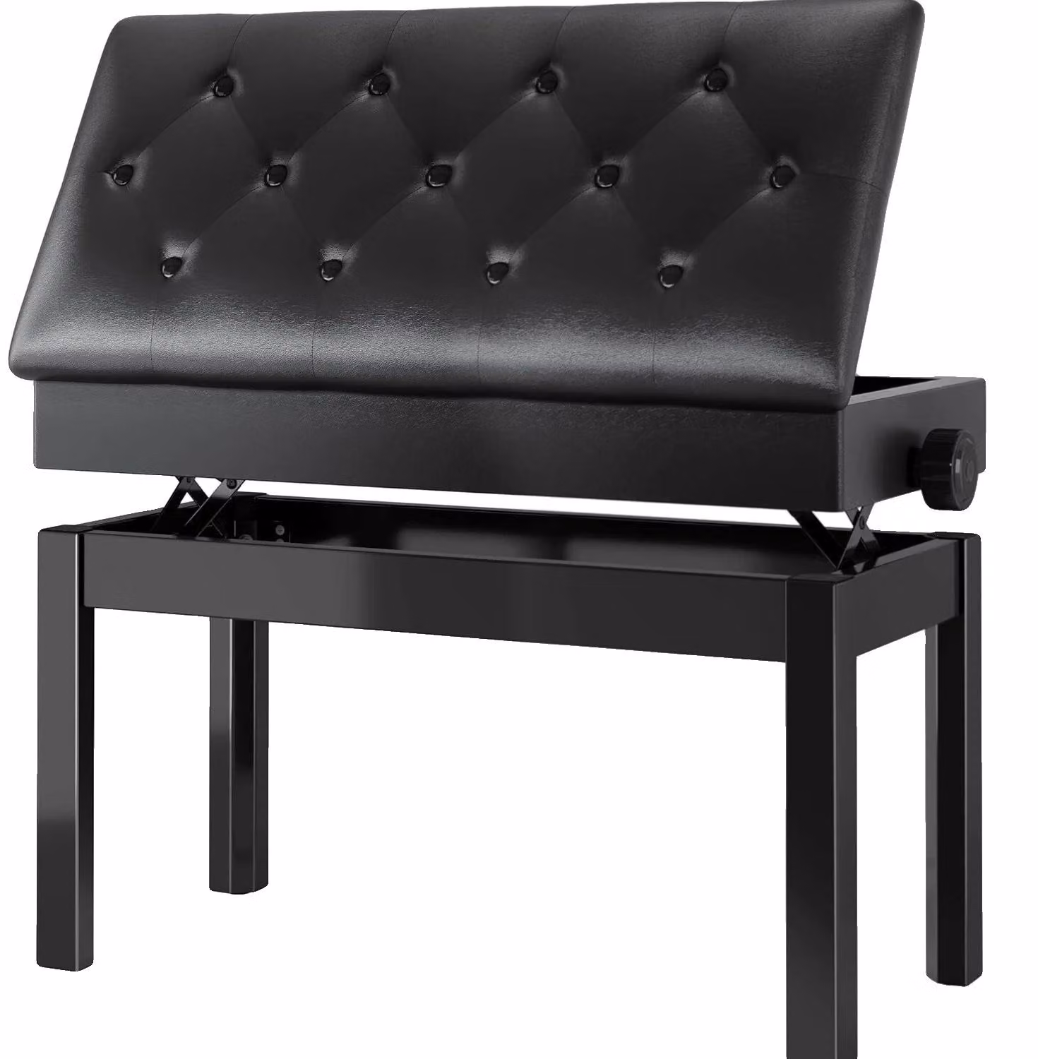Panca per pianoforte, regolabile in altezza, comoda imbottitura in pelle, doppia 73x33 cm, nera