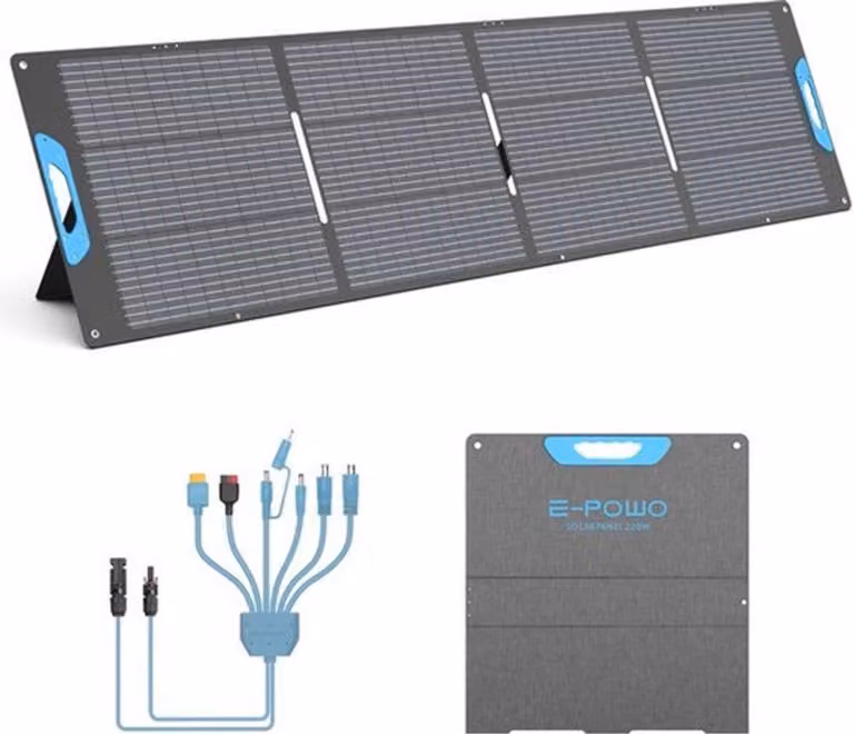 Pannello solare portatile da 220W - 26V di ingresso - dimensioni 61x59x4 cm - ideale per campeggio e alimentazione di emergenza