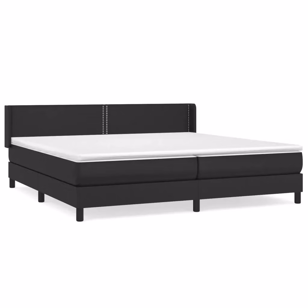 Letto Ibrido con Giroletto a Molle e Materasso vidaXL in Similpelle Nero e Bianco L/P/H: 200 x 200 x 88 cm – 2