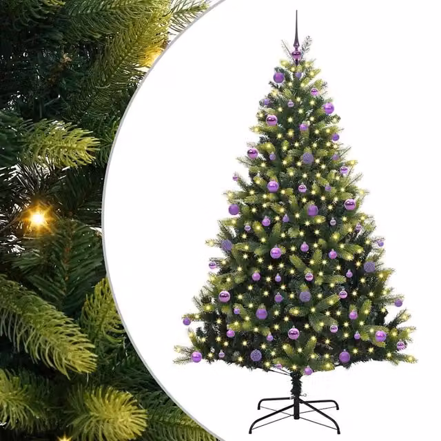 Albero di Natale Artificiale a Cerniera-Albero Natalizio con 300 LED 210 cm 141641