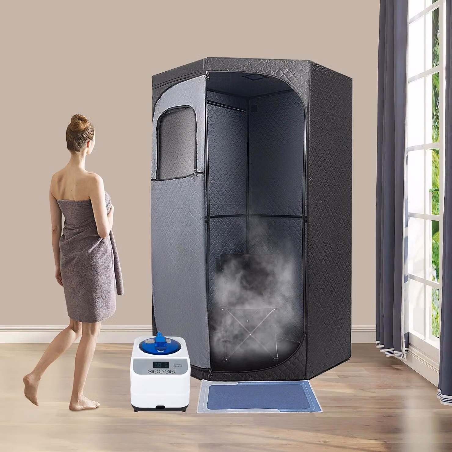 Sauna a vapore portatile - Sauna da spa - Sauna personale - Tenda a vapore - Sauna pieghevole - Generatore di vapore da 1350W