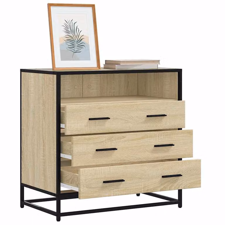 Cassettiera vidaXL in Legno Multistrato Rovere Sonoma, Stile Industrial, Colore Marrone e Beige, L 70 cm x P 41 cm x H 70 cm