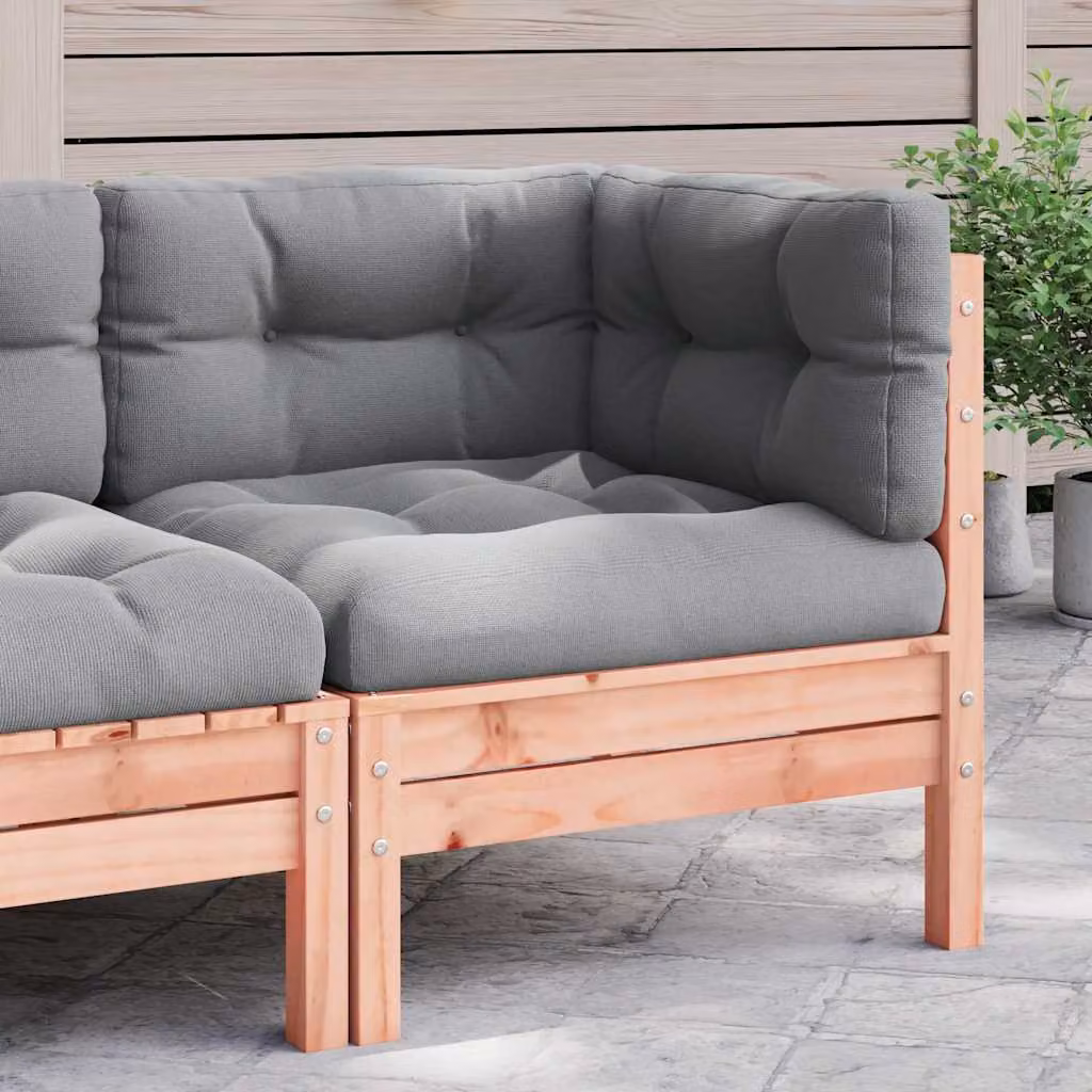 vidaXL Divano Angolare da Giardino Moderno in Legno Massello di Douglas con Cuscini Marroni e Grigi