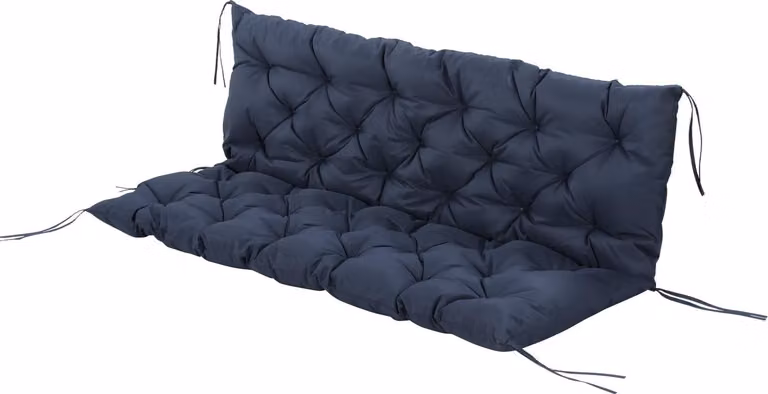 Cuscino per panca a 3 posti 150x98x8 cm, cuscino per panca con lacci, cuscino per sedile, cuscino per sedia da esterno/interno, cuscino per sedile, cuscino per sedile per mobili da giardino, panca per davanzale, altalena per veranda, blu scuro