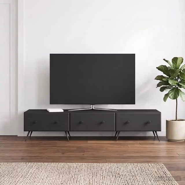Mobile TV moderno vidaXL in MDF nero L: 147 cm, P: 34,5 cm, H: 30 cm