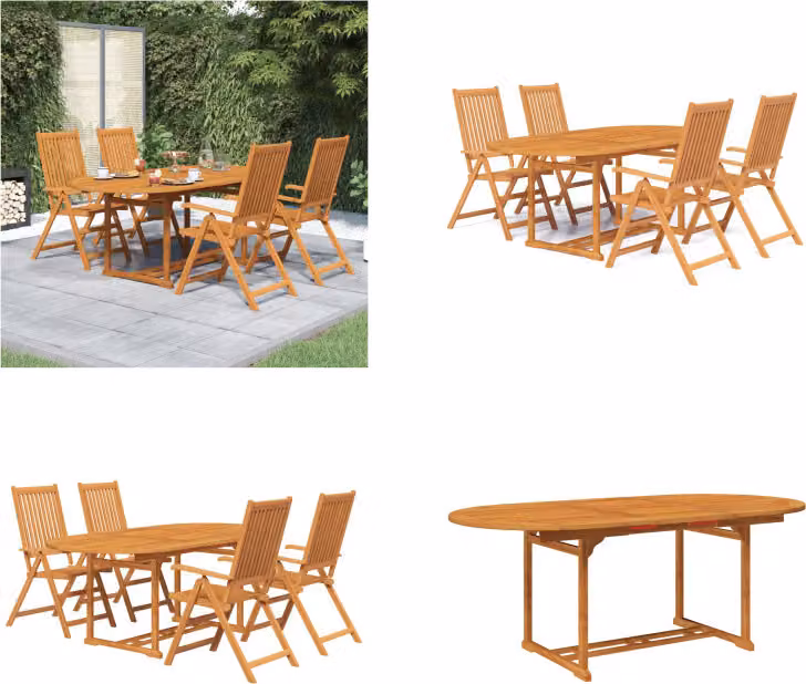vidaXL set da pranzo da giardino 5 pezzi in legno massiccio di acacia - Set da pranzo da giardino - Set da pranzo da giardino - Set di mobili da giardino - Set di mobili da giardino
