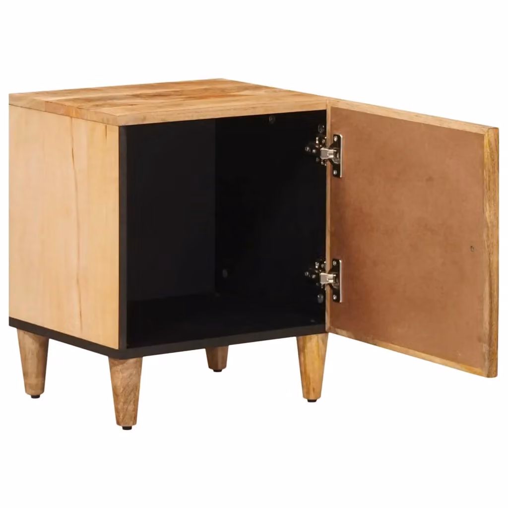 Set di 2 comodini moderni vidaXL in legno di mango massello marrone e nero L/P/H: 40 x 33 x 46 cm – 2