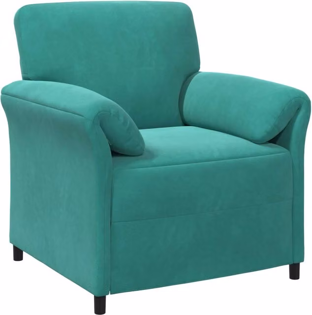 Divano singolo moderno in velluto turchese per soggiorno L: 88 cm, P: 83 cm, H: 95 cm – 1