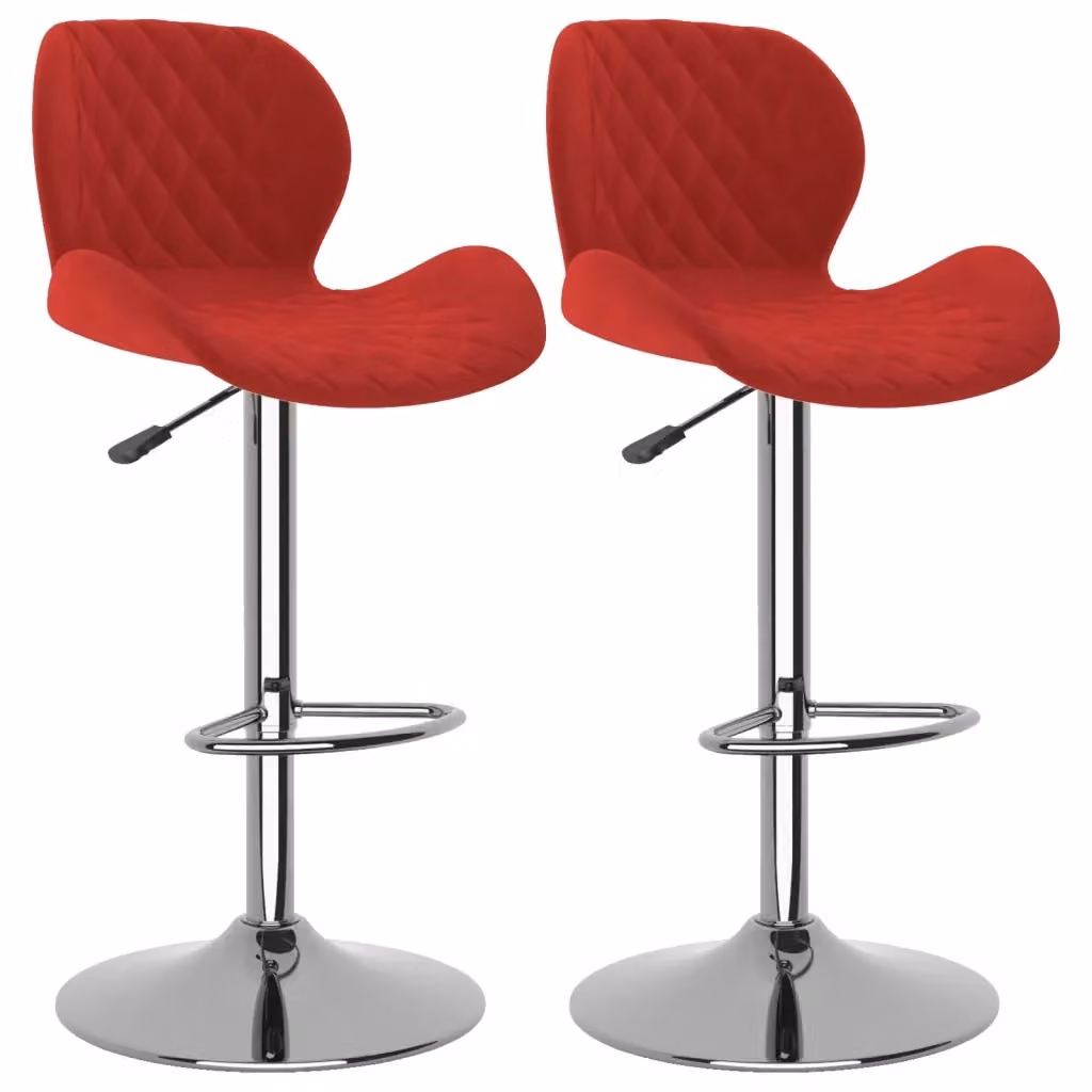 Set di 2 sgabelli da bar vidaXL in velluto rosso moderno – 2