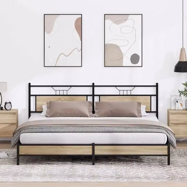Giroletto senza Materaso in Metallo Rovere Sonoma 200x200 cm 3325119