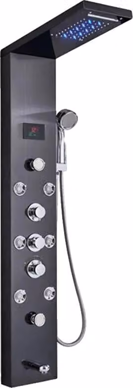 Pannello doccia, modalità multifunzione, design contemporaneo, nero 8009