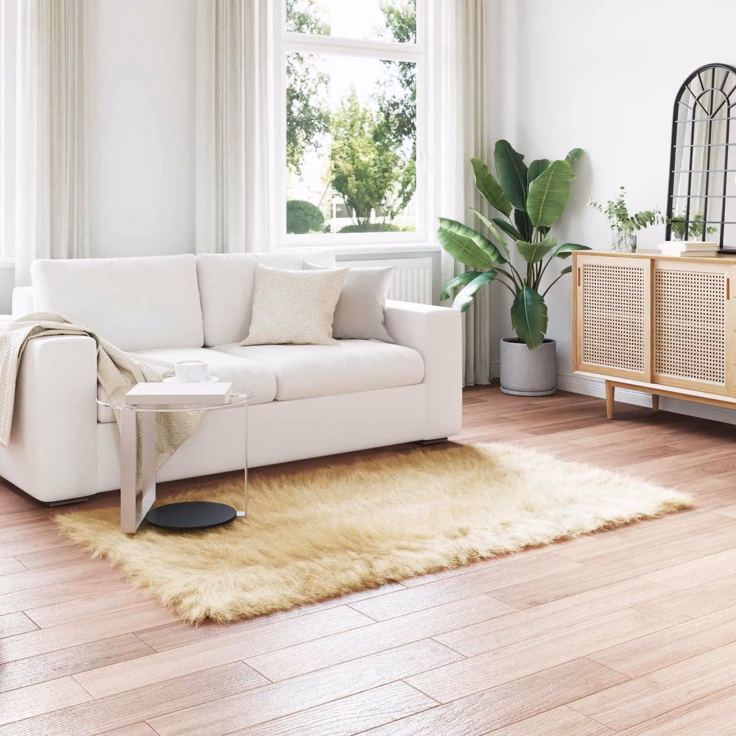 Tappeto moderno vidaXL in poliestere color beige, L 120 cm x P 170 cm