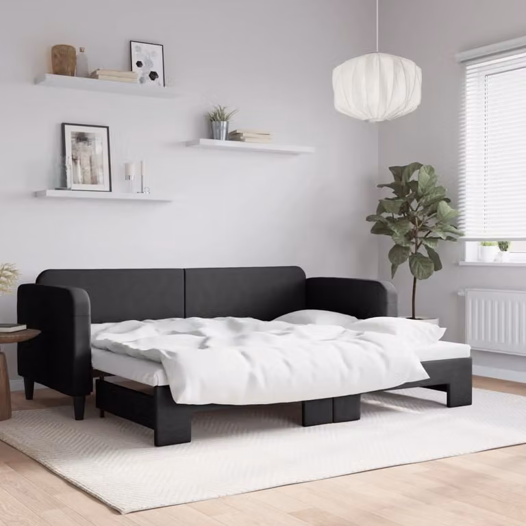 Maison Exclusive - Divano letto estraibile nero 80x200 cm in tessuto