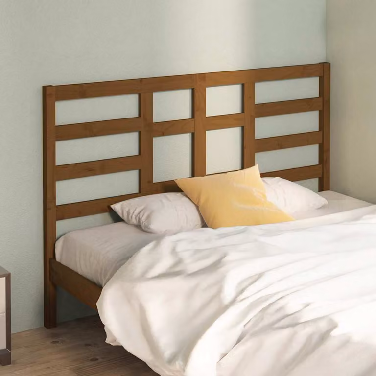 Testiera per letto vidaXL in legno massello di pino color marrone, stile rustico, L: 146 cm, P: 4 cm, H: 104 cm