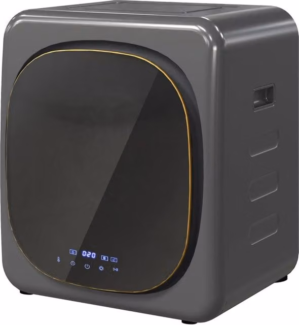 Mini Asciugatrice 4 kg, 800W, 6 Programmi, Display LED Touch, fino a 60℃, Protezione Surriscaldamento, Scarico Aria, da Parete o Libera Installazione, Grigio