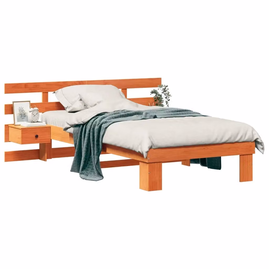 Struttura del letto moderna vidaXL in pino massello marrone cerato L/P/H: 200 x 90 x 160 cm – 2