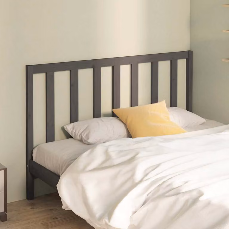 Testiera per letto vidaXL in legno massello di pino, colore grigio, L: 166 cm, P: 4 cm, H: 100 cm