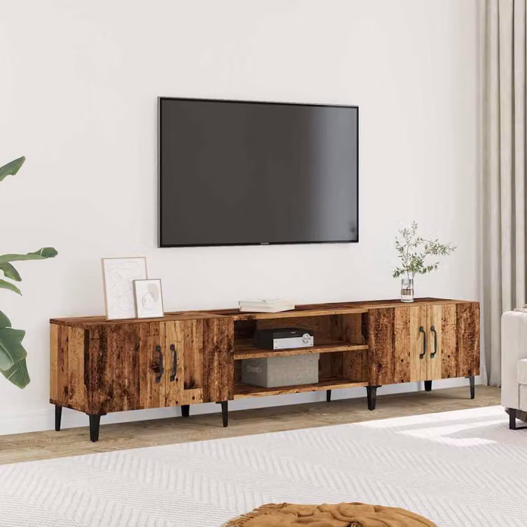 vidaXL Mobile Porta TV Moderno in Legno e Metallo, Colore Marrone, L 180 x P 31,5 x H 40 cm